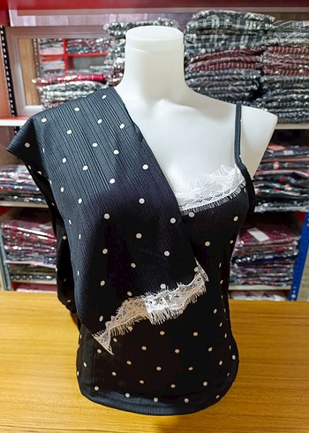 xl Beden siyah Renk Bayan Siyah İp Askılı Dantelli PiJaMa TaKıMı