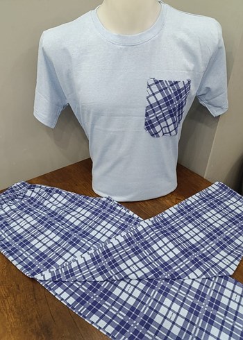 Erkek Kısa Kollu Mavi Pijama Takımı - Görsel 6