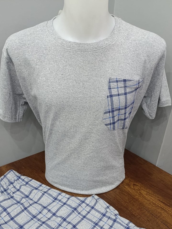 Cepli Kareli Erkek Kısa Kollu Pijama Takımı - Görsel 3