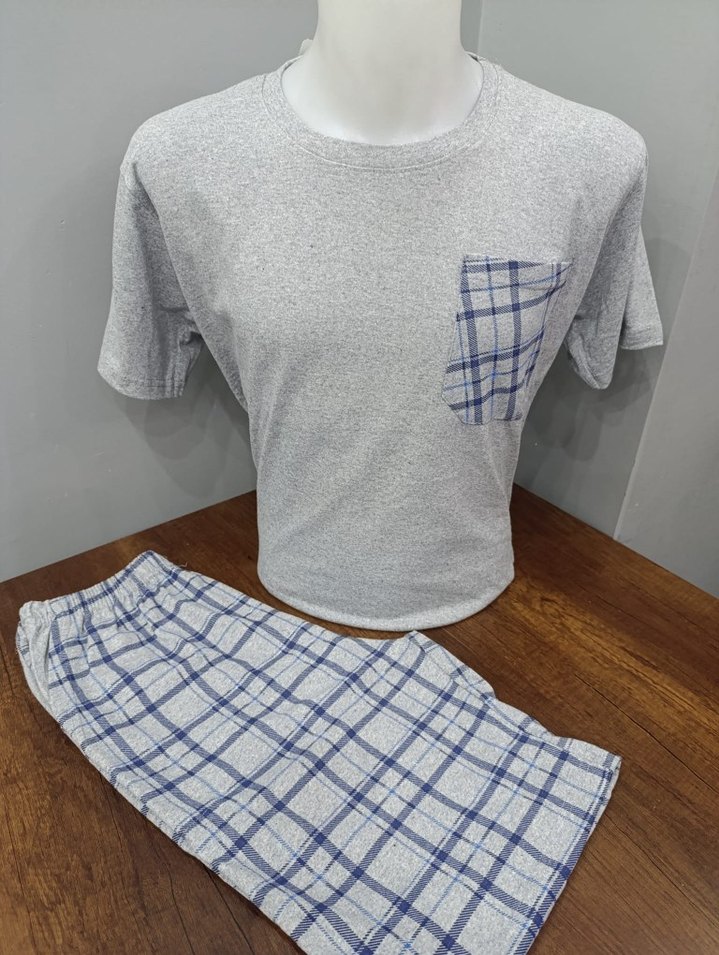 Cepli Kareli Erkek Kısa Kollu Pijama Takımı - Görsel 2