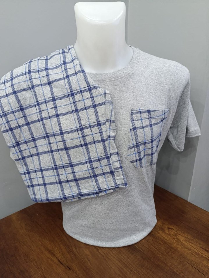 Cepli Kareli Erkek Kısa Kollu Pijama Takımı - Görsel 4