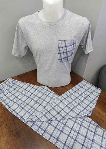 Gri Ekoseli Kısa Kollu Erkek Pijama Takımı - Görsel 3