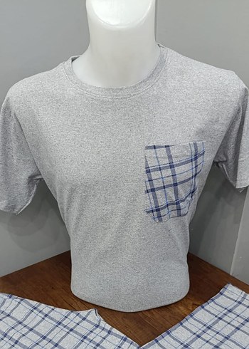 Gri Ekoseli Kısa Kollu Erkek Pijama Takımı - Görsel 4