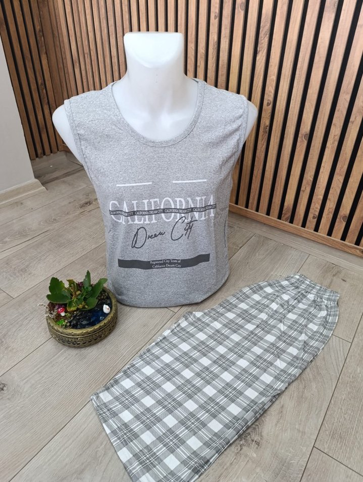 Erkek Kolsuz Şortlu Pijama Takımı - Görsel 2