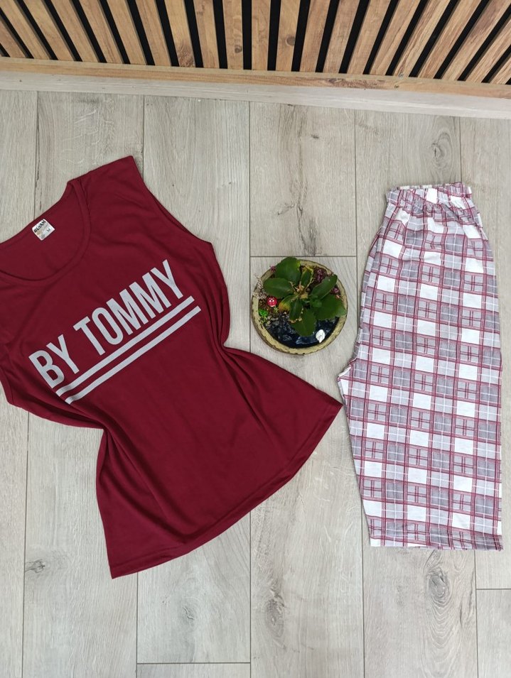 Erkek Bordo Kolsuz Kapri Pijama Takımı - Görsel 4