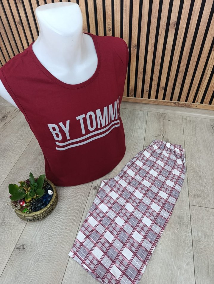 Erkek Bordo Kolsuz Kapri Pijama Takımı - Görsel 2