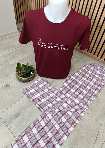 Erkek Bordo Gri Kısa Kollu Pijama Takımı - Görsel 4
