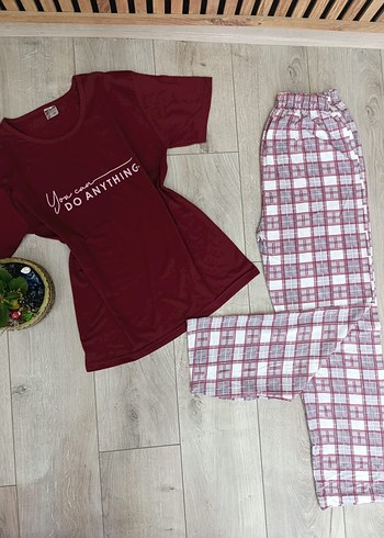 Erkek Bordo Gri Kısa Kollu Pijama Takımı - Görsel 5
