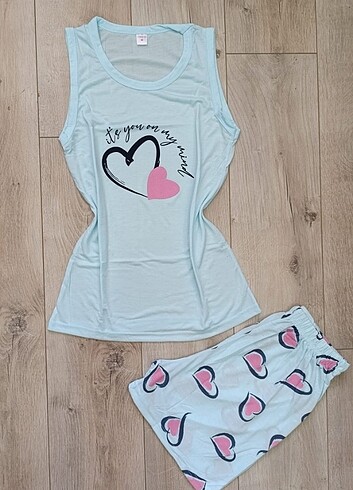 Diğer Bayan İp Askılı Şortlu Pijama Takımı
