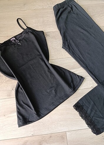 s Beden siyah Renk İp Askılı Pijama Takımı