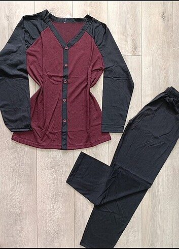 Uzun Kollu Önden Düğmeli Pijama Takımı - Görsel 2