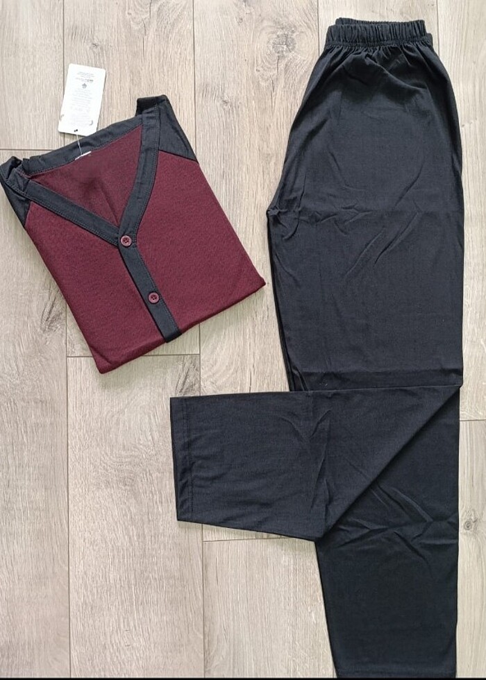 Uzun Kollu Önden Düğmeli Pijama Takımı - Görsel 3