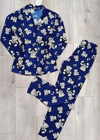 Diğer Bayan Uzun Kollu Önden Düğmeli Pijama Takımı