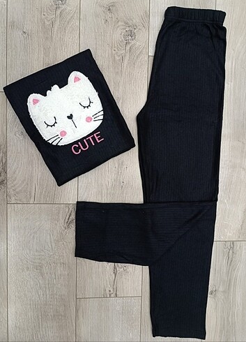 m Beden siyah Renk Bayan Kışlık Pijama Takımı