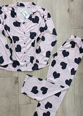 xl Beden Uzun Kol Önden Düğmeli Pijama Takımı