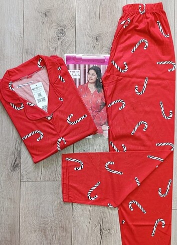 xl Beden UZUN Kol Önden Düğmeli Pijama Takımı