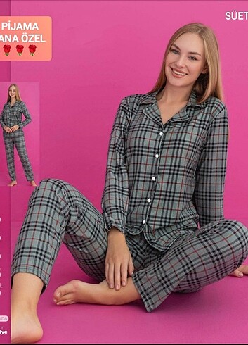 Uzun Kol Önden Düğmeli Pijama Takımı 