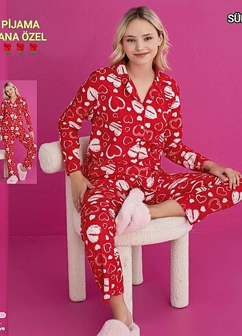 UZun Kol Önden Düğmeli Pijama Takımı
