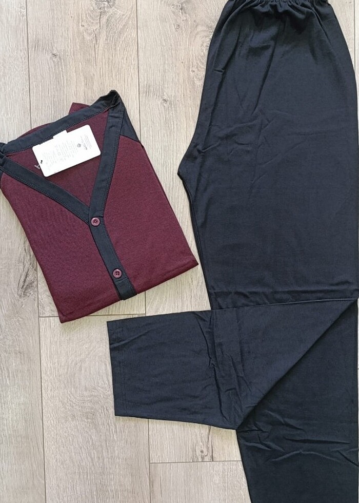 Erkek Uzun Kol Önden Düğmeli Pijama Takımı - Görsel 2