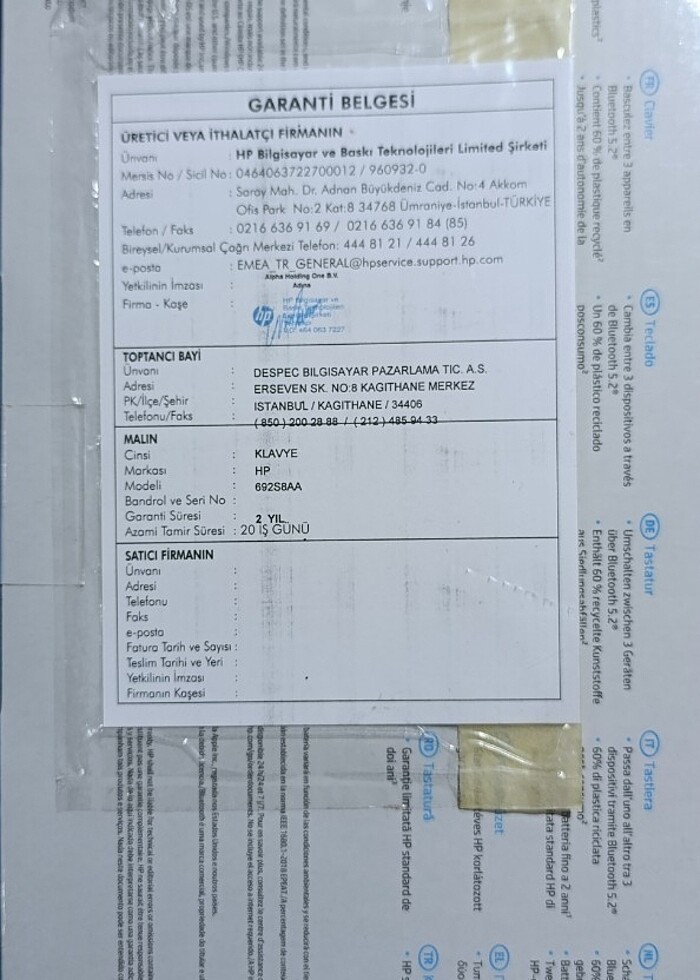 HP 350 692S8AA Siyah Compact Bluetooth Klavye

 - Görsel 4