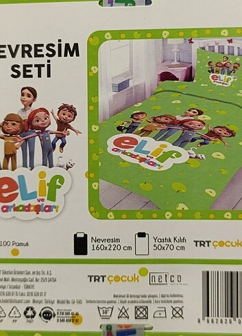  Beden yeşil Renk Nevresim Seti Elif ve Arkadaşları 