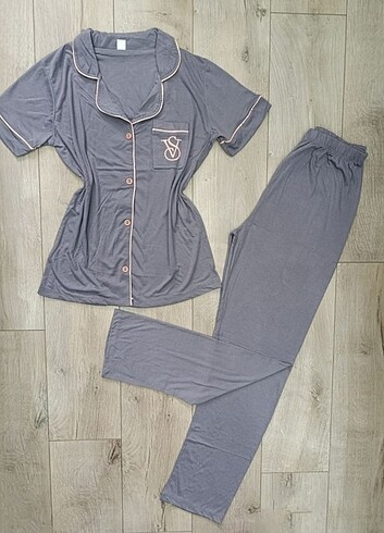 xl Beden Kısa Kol Önden Düğmeli Pijama Takımı