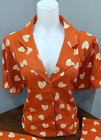Battal Kısa Kol Önden Düğmeli PiJaMa TaKıMı 