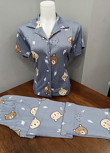 Diğer Bayan Kısa Kol Önden Düğmeli PiJaMa TaKıMı