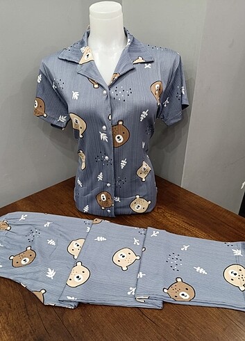 Diğer Bayan Kısa Kol Önden Düğmeli PiJaMa TaKıMı