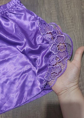 Mor saten kadın gecelik... - Görsel 5