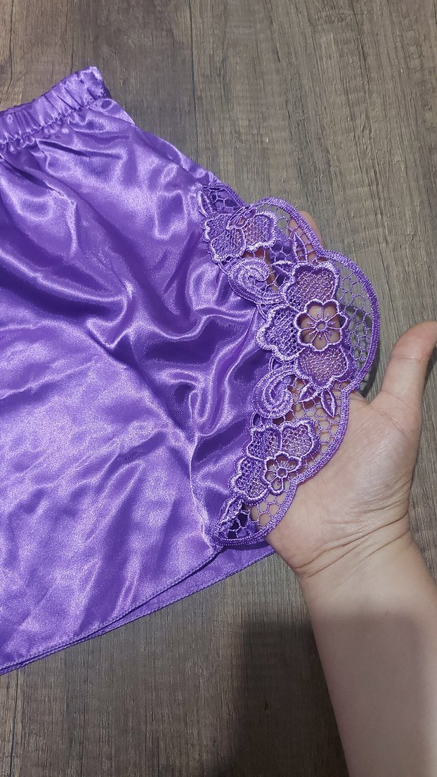 Mor saten kadın gecelik... - Görsel 5