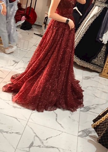 Diğer Bordo Uzun Kadın Henna Elbise