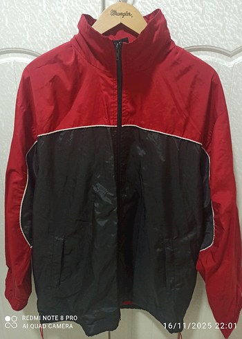 Kırmızı Siyah Fermuarlı Erkek Rüzgarlık - Görsel 2