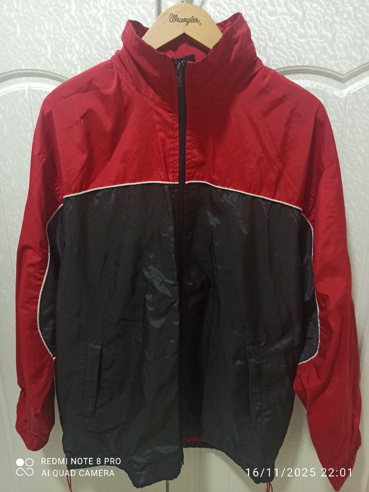 Kırmızı Siyah Fermuarlı Erkek Rüzgarlık - Görsel 2