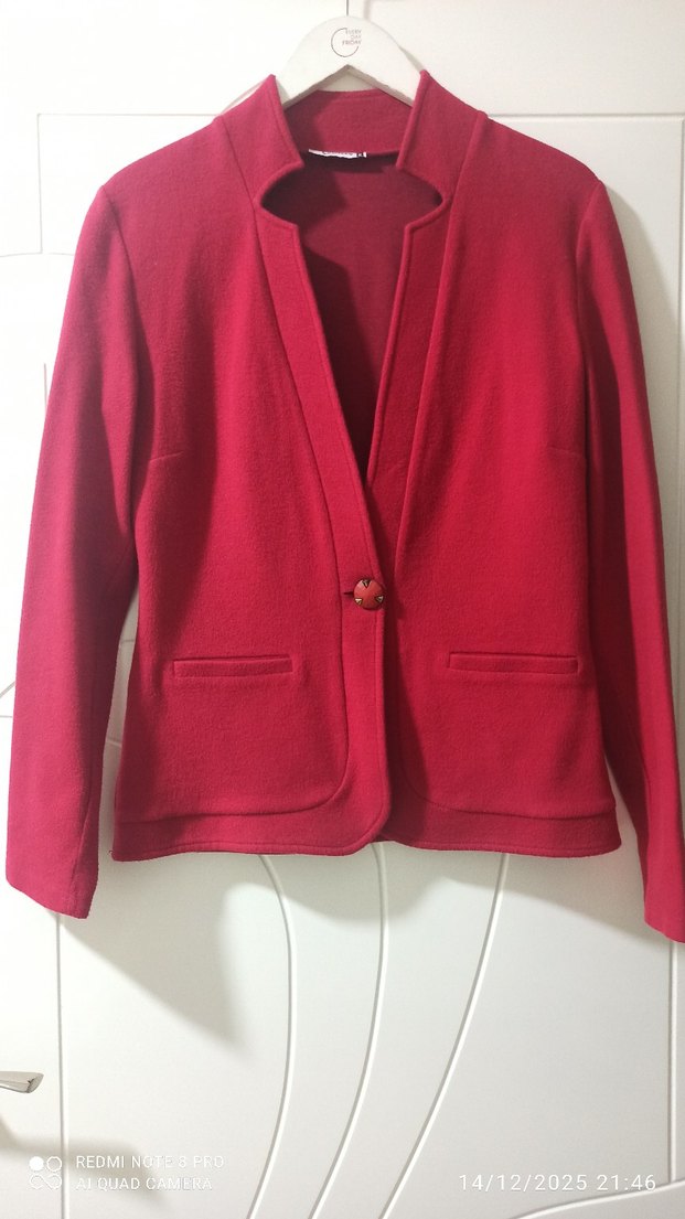 Klasik Kırmızı Kadın Blazer Ceket - Görsel 2