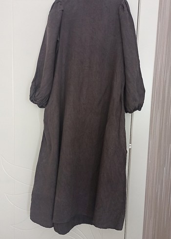 Gri Uzun Keten Bohem Elbise - Görsel 3