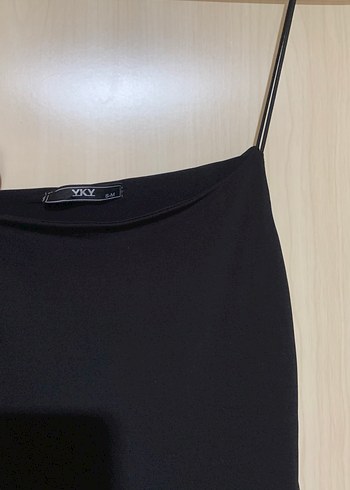 Siyah İnce Askılı Midi Elbise - Görsel 3