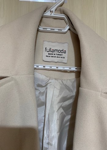 Düğmeli Bej Midi Kadın Kaban - Görsel 3