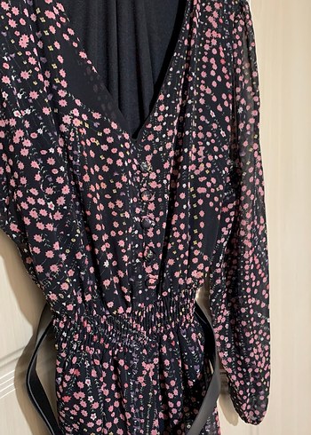 Pembe Bağcıklı Uzun Kadın Elbise - Görsel 4