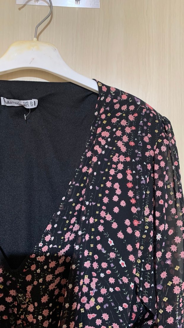 Pembe Bağcıklı Uzun Kadın Elbise - Görsel 2