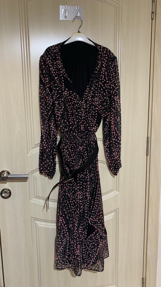 Pembe Bağcıklı Uzun Kadın Elbise - Görsel 5