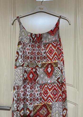 Bohem Çok Renkli Uzun Askılı Elbise - Görsel 2