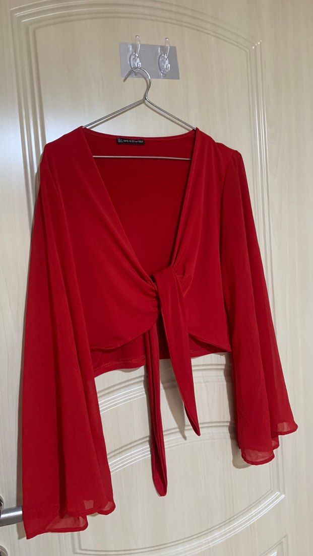 Kırmızı Uzun Kollu bluz - Görsel 4