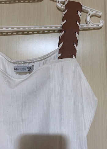 Beyaz Bohem Uzun Askılı Elbise - Görsel 3