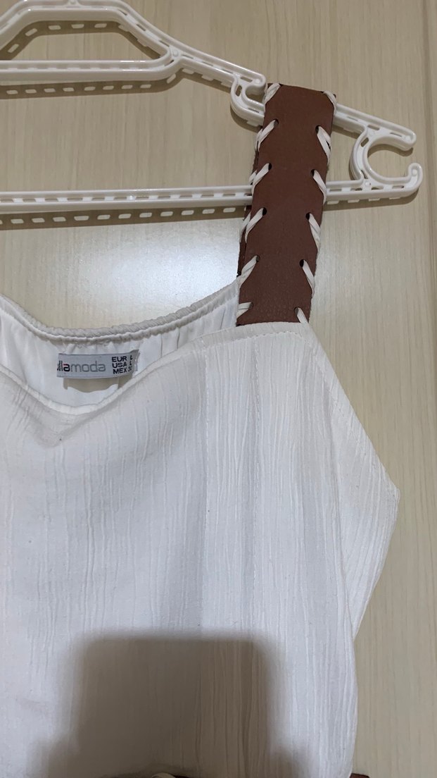 Beyaz Bohem Uzun Askılı Elbise - Görsel 3