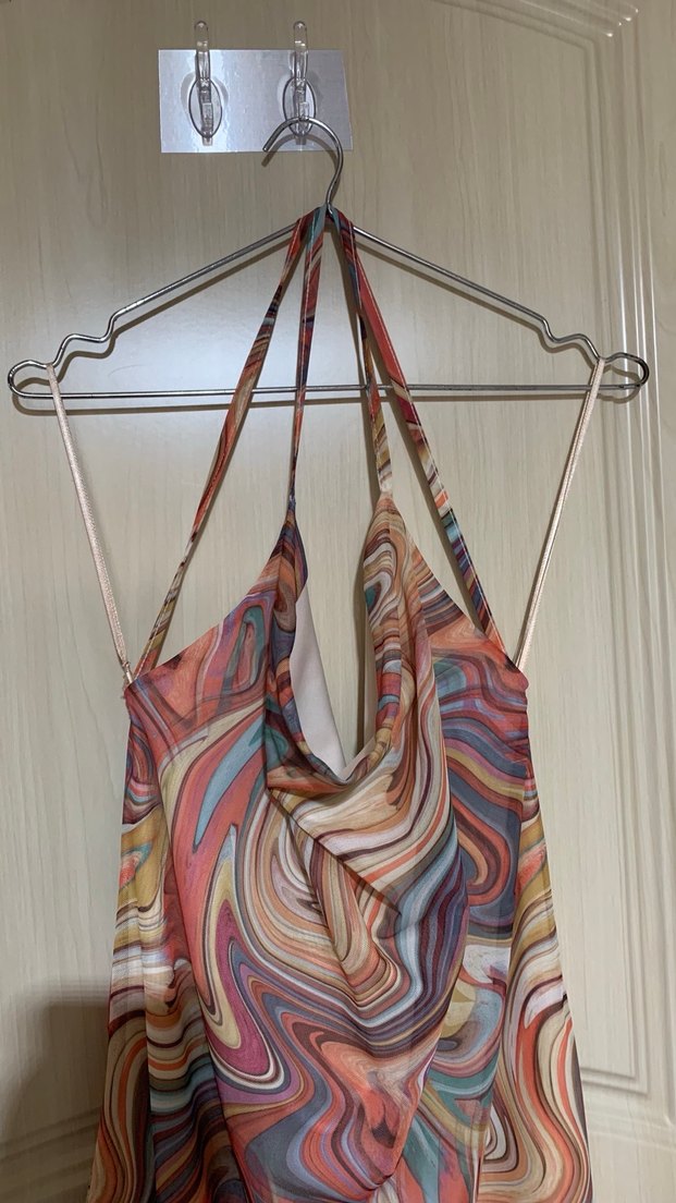 Bohem Çok Renkli Askılı Uzun Elbise - Görsel 2