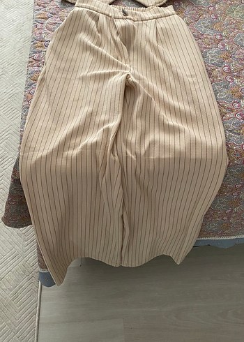 Bej Çizgili Düğmeli Kadın Takım - Görsel 4