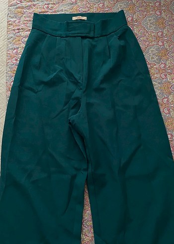 Kadın Yeşil Midi Kumaş Pantolon - Görsel 2