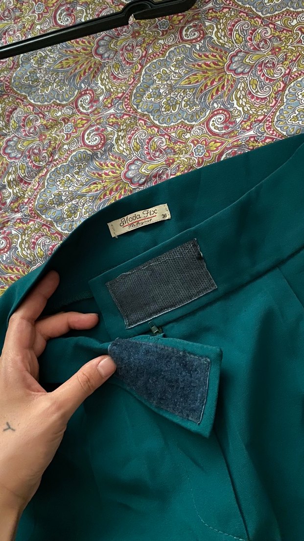 Kadın Yeşil Midi Kumaş Pantolon - Görsel 3