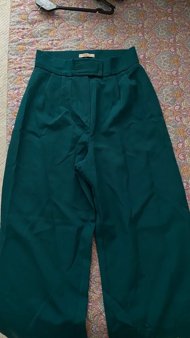 Kadın Yeşil Midi Kumaş Pantolon - Görsel 2